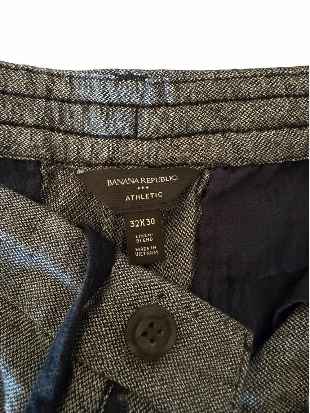 Banana Republic Mens 32x30 Athletic Linen Blend Pants Gray Tapered